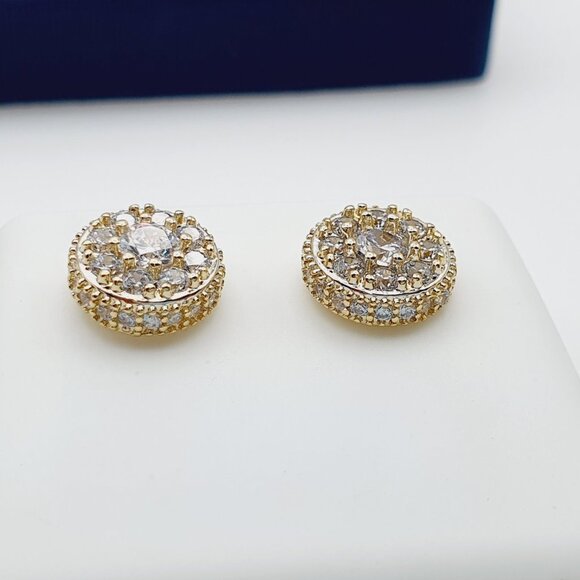 "14K Gold Plated Cubic Zircon Earrings, INUS1BR150 - Picture 6 of 8